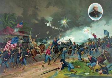 Die Schlacht von Malate, Philippinen, Nacht des 31. Juli 1898 (Chromolithographie)