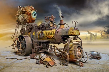Bizarres Steampunk-Augen-Taxi