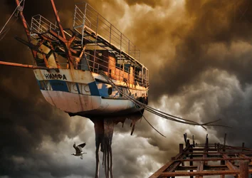 Dramatisches Fliegendes Schiff