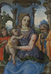 Madonna mit Kind und Heiligem Josef und einem Engel