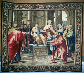 Wandteppich, der die Taten der Apostel darstellt. Die Blendung des Elymas, gewebt in der Beauvais-Werkstatt unter der Leitung von Philippe Behagle, 1695-98