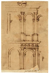 Skizze des Theaters von Marcellus, Rom