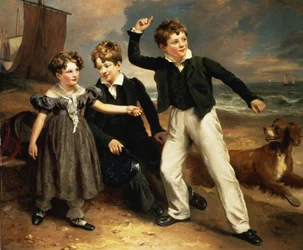 Gruppenporträt von Robert, James und Mary Sarah, den drei Kindern von James Greenhalgh, 1830