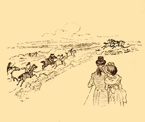 Zuschauer beobachten, wie John Gilpin über das Land gejagt wird, 1878, ca. 1918