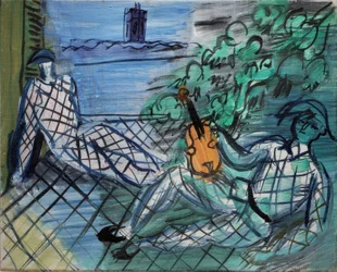 Grüner und weißer Harlekin