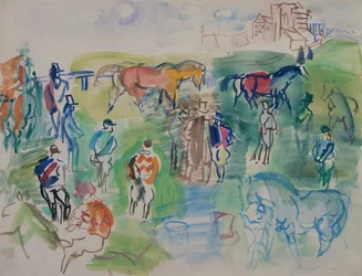 Pferde und Jockeys in Epsom