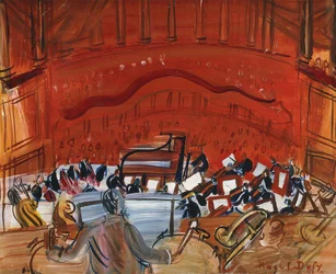 Rotes Orchester mit Paukenschläger