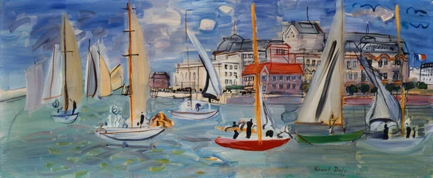 Regatten im Hafen von Trouville-Deauville, um 1938
