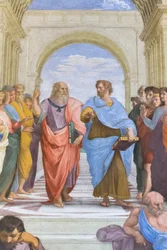 Aristoteles und Plato: Detail aus der Schule von Athen in der Stanza della Segnatura