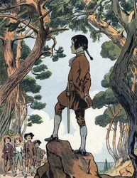 Napoleon Bonaparte (1769-1821) als Kind in Ajaccio, Korsika. Illustration von Raymond de Neziere in „Unsere nationalen Ruhmestaten“, 1920