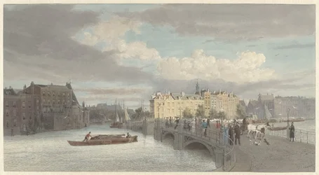 Ansicht der Halvemaansbrug an der Amstel in Amsterdam