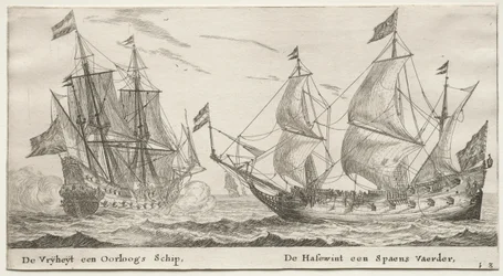 Schiffe von Amsterdam: Die Freiheit, ein Kriegsschiff. Der Wolfshund, ein spanisches Schiff