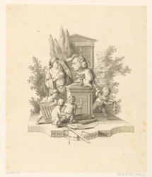 Allegorische Darstellung mit einer Büste von Jacob Otten Huslij