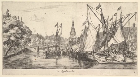 De Appelmarckt Der Apfelmarkt, aus Ansichten in Amsterdam, Platte 6, ca. 1659-62