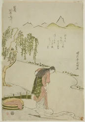 Der Chofu-Juwelenfluss in der Provinz Musashi (Musashi Chofu no Tamagawa), aus einer unbetitelten Serie von sechs Juwelenflüssen