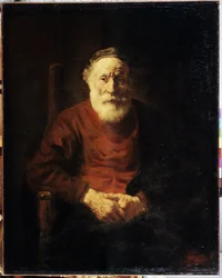 Porträt eines alten Mannes in Rot. Gemälde von Rembrandt (1606-1669)