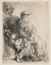 Abraham streichelt Isaak, Jakob streichelt Benjamin