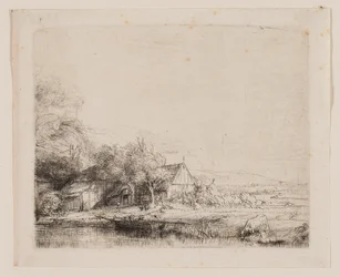 Landschaft mit einer trinkenden Kuh
