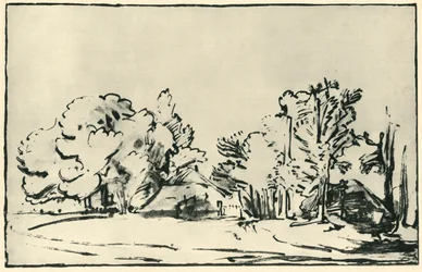 Landschaft mit zwei Hütten, ca. 1650-1655, 1943
