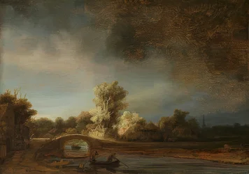 Landschaft mit einer Steinbrücke