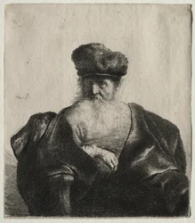 Alter Mann mit Bart, Pelzmütze und Samtumhang, ca. 1632