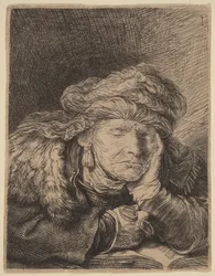 Schlafende alte Frau