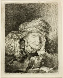 Schlafende alte Frau
