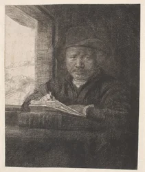 Rembrandt zeichnet am Fenster