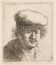 Rembrandt mit nach vorne gezogenem Hut: Büste