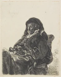 Rembrandts Mutter in Witwentracht und schwarzen Handschuhen, um 1632-35