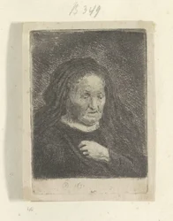 Rembrandts Mutter mit ihrer Hand auf ihrer Brust: kleine Büste
