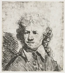 Selbstporträt, ohne Kopfbedeckung (Brustbild, grob geätzt)