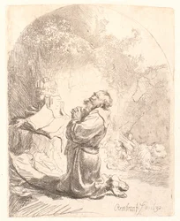 St. Hieronymus betend: gewölbter Druck
