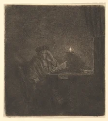 Student an einem Tisch bei Kerzenlicht, ca. 1642