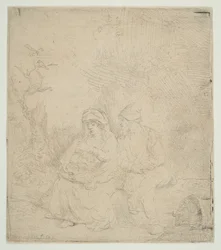 Die Rast auf der Flucht nach Ägypten, leicht geätzt, 1645