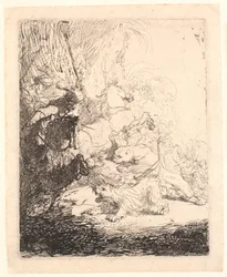 Die kleine Löwenjagd (mit zwei Löwen)