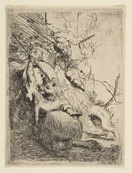 Die kleine Löwenjagd mit einem Löwen, ca. 1629