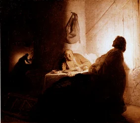 Das Abendmahl in Emmaus. Gemälde von Rembrandt