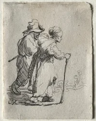 Zwei Landstreicher, ein Mann und eine Frau