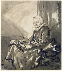 Frau mit offenem Buch auf ihrem Schoß, ca. 1639