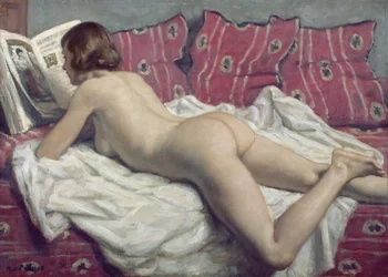 Akt auf einem rosa Diwan, um 1925