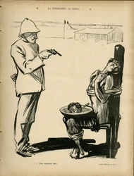 Illustration von Hermann-Paul (1864-1940) in Le Rire, 04/03/05 - Die Zivilisation im Kongo - Kolonisierung, Kolonialismus, Kolonien, Kongo, Antikolonialismus - Schwarz
