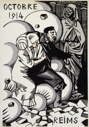 Oktober 1914, Reims - Zeichnung von Herman Paul - in „Calendar of War“ ed. 1916