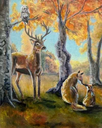 Herbstwald-Wildtiere