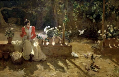 Mädchen mit Tauben
