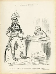 Illustration von Ricardo Flores (1878-1918) in Le Lire, 29/11/13 - In der Dritten Republik - Erste Republik - General Generaux, Baptiste Faurie (1853-1938)