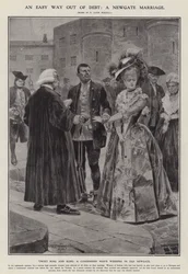 Ein einfacher Weg aus den Schulden: eine Newgate-Ehe (Lithografie)