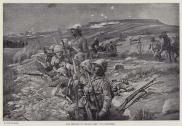 Die Verteidigung von Caesars Lager, "Bajonette aufpflanzen!" (Lithografie)