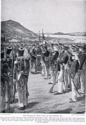 Die Abtretung von Hongkong an die Briten, 1841, Illustration aus 