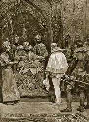 Eine frühe englische Botschaft nach Indien, 1599, Illustration aus 